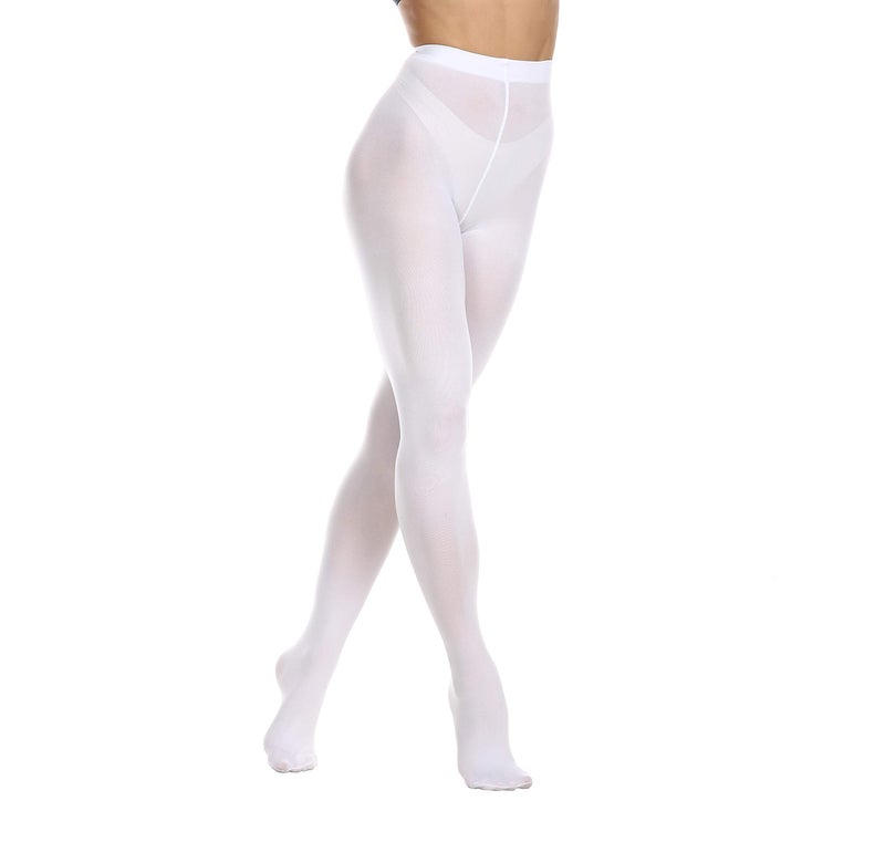 Frola Women's 80 Denier Soft Semi Opaque Solid Color Footed Pantyhose Tights((Small-Medium,White) - Image 3